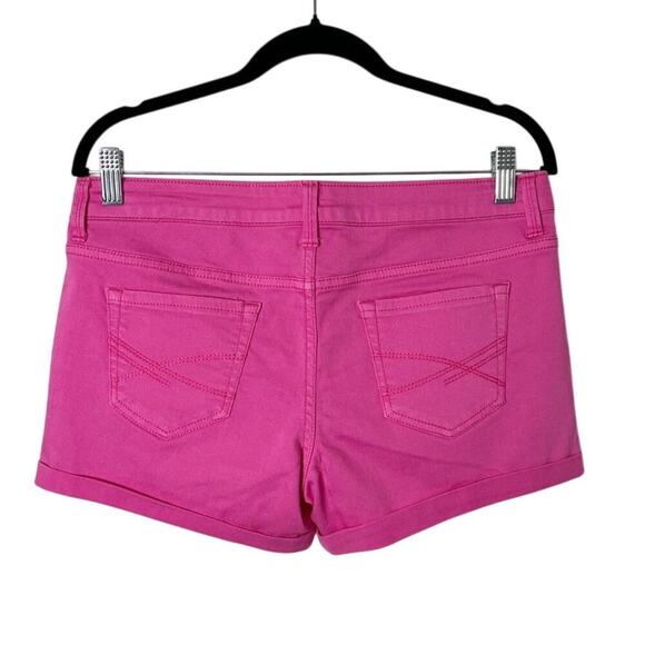 Aeropostale Women's Jean Midi Shorts 9/10 Barbie Pink Stretch Denim Cuffed Hem - Picture 3 of 6
